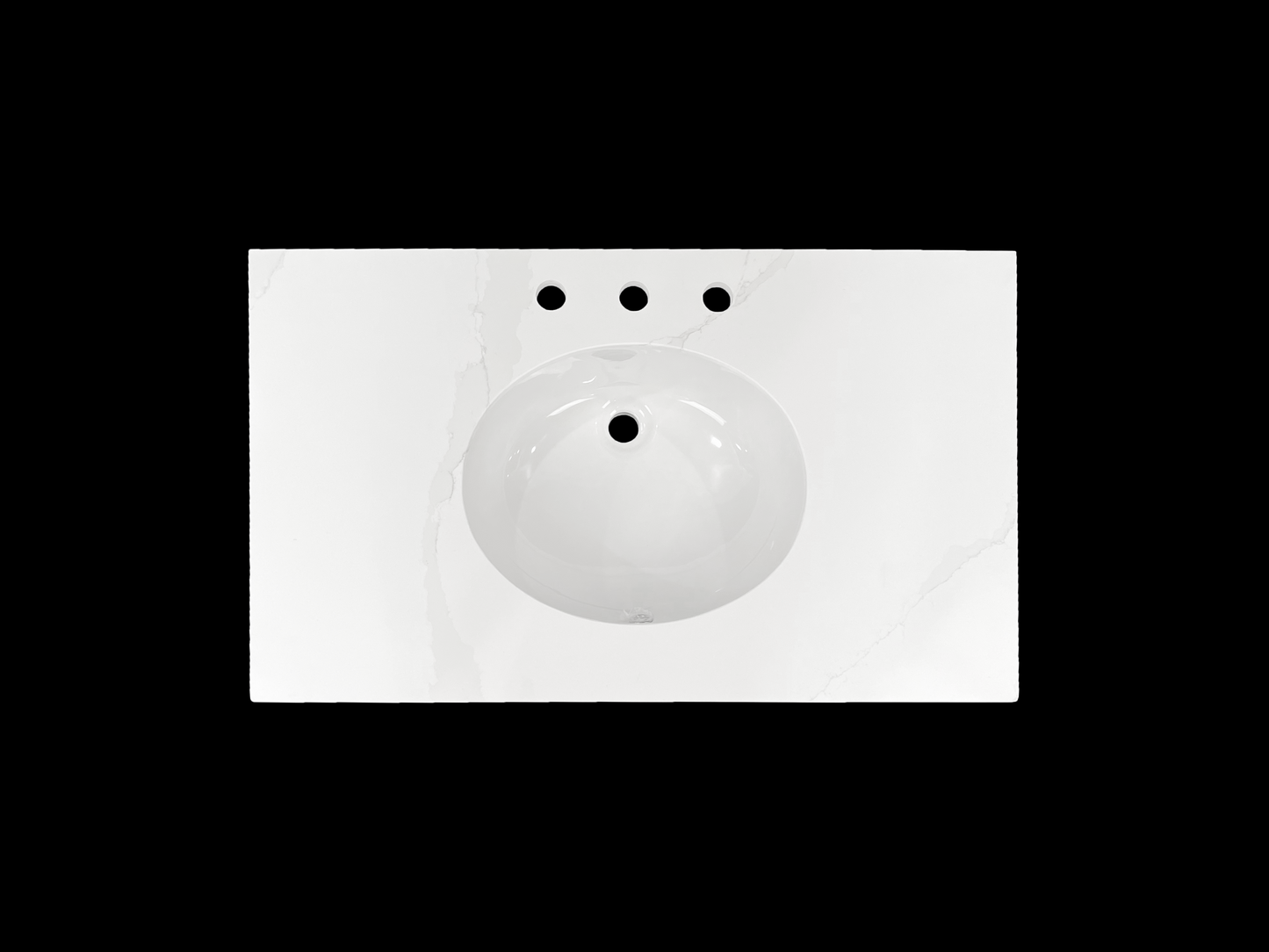 Calacatta Cremat Quartz Vanity Top with Oval Single Sink