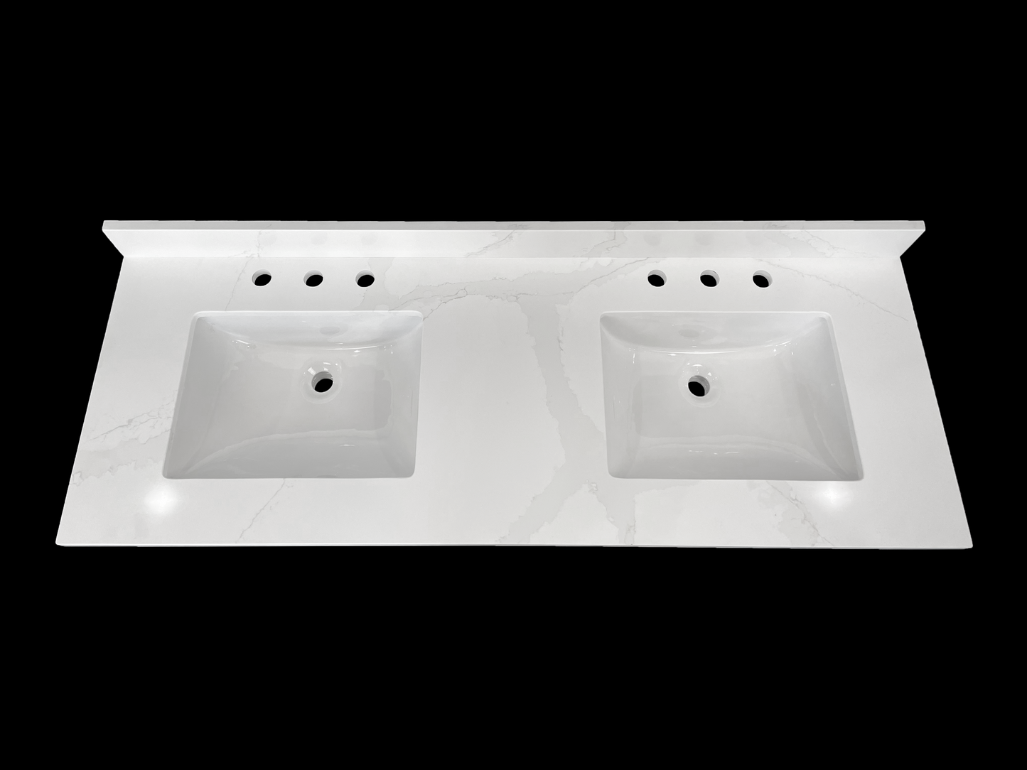 Calacatta Cremat Quartz Vanity Top with Rectangular Double Sink