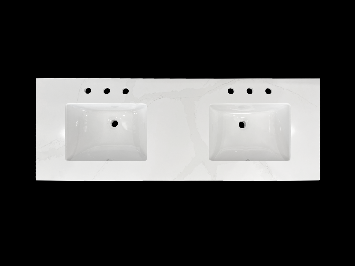 Calacatta Cremat Quartz Vanity Top with Rectangular Double Sink